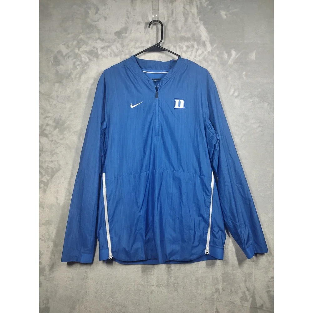Nike Mens Duke Blue Devils Quarter Zip Windbreaker Jacket Blue Size M Side Zips